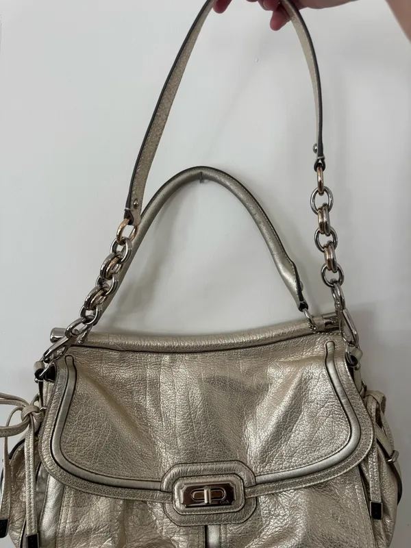 Coach Champagne Metallic Leather Bag - Image 2