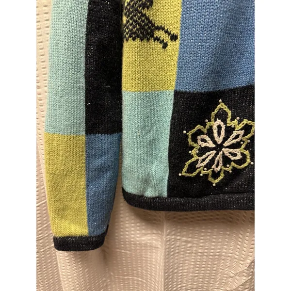Vintage Christopher‎ & Banks Hand Embroidered Knit Cardigan Women's S Blues Snow - Image 6