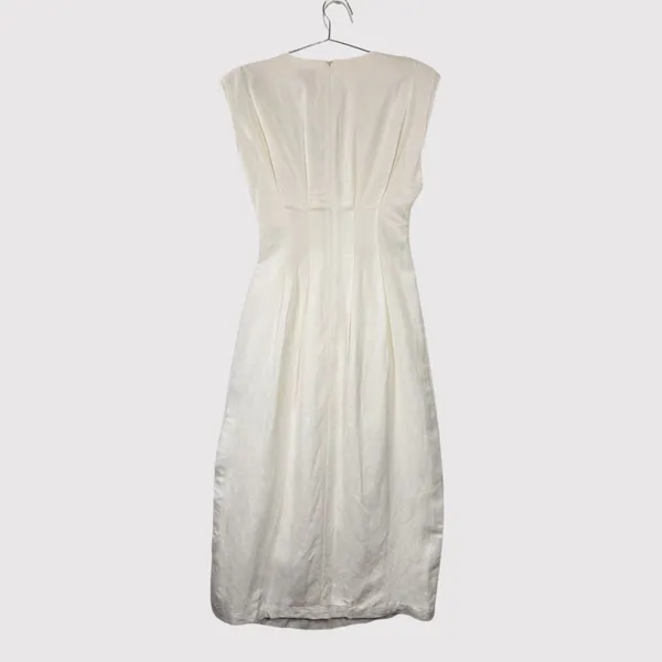 NWT Karen Millen Maxi Dress White Linen Pintuck A Line Quiet Luxury 4 Petite - Image 3
