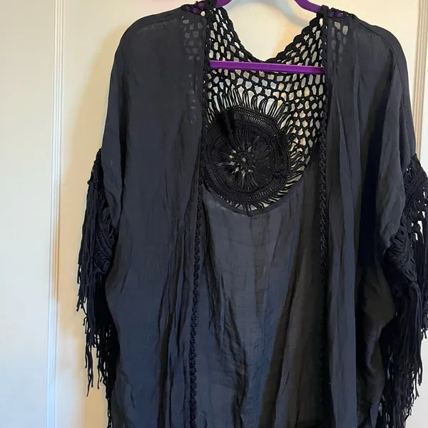 SheIn Black kimono beach coverup - Image 2