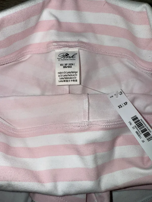 Pink X Frankie’s Bikinis Set Peony Stripe Size Small Top XS Shorts - Image 2
