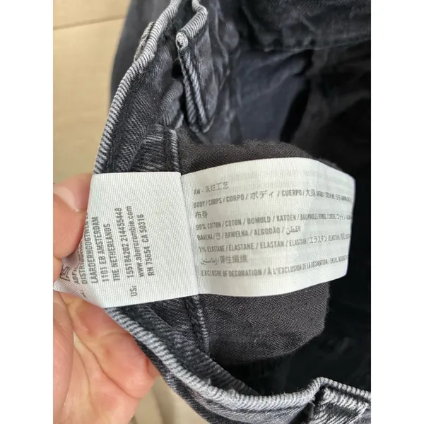 Abercrombie‎ Fitch Ultra High Rise Crop Button Fly Jeans Charcoal Wash Size 24 - Image 2