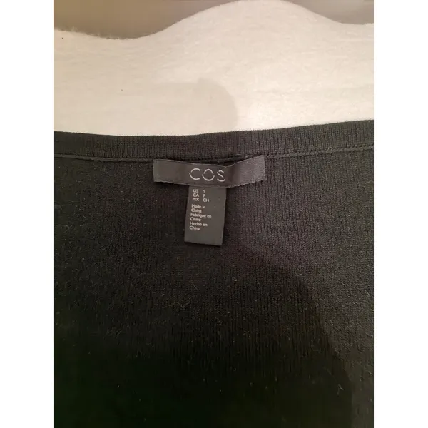 NWOT COS Black Knit Fit & Flare Midi Dress Women's Size Small Short Sleeve - Image 5