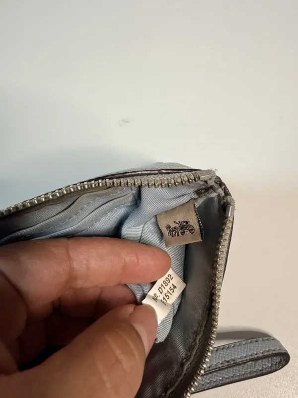 Coach Blue Zip Wristlet Wallet w/ Wrist Strap, Logo Accents, Credit Card - Image 11