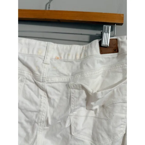 American Eagle Skinny Jeans Women 10 White Studded Pocket Stretch Denim Pants - Image 4