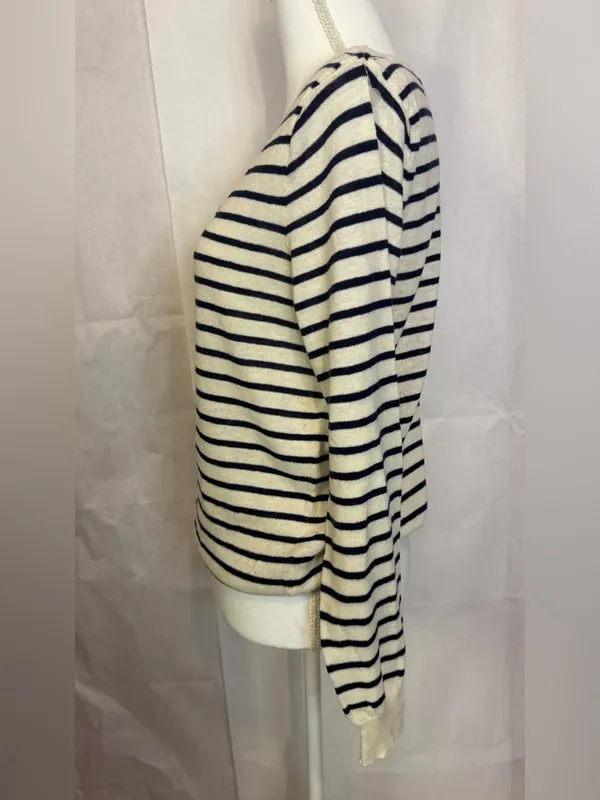 Ralph Lauren Navy and White Striped Long Sleeve Crewneck - Image 5