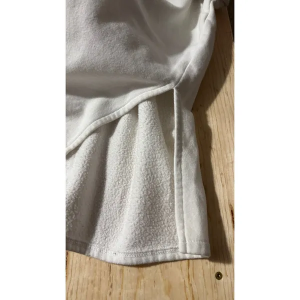 Primark Womens White Oversized‎ Fleece Hoodie Sweatshirt Side Slits Size L - Image 3