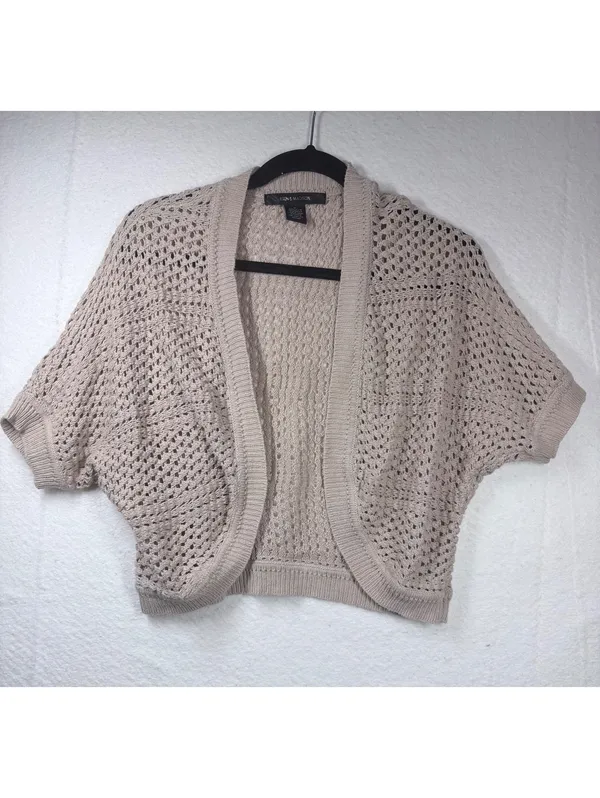 Cardigan S Beige 89th & Madison Open Knit Short Sleeve Shrug Bolero - Image 8