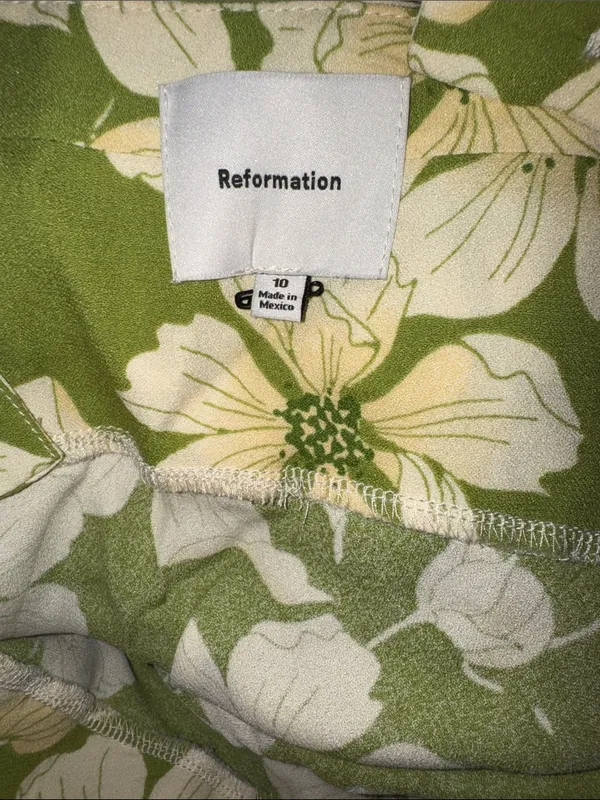 NEW REFORMATION Yale green floral lovebird sleeveless maxi dress sz 10 - Image 7