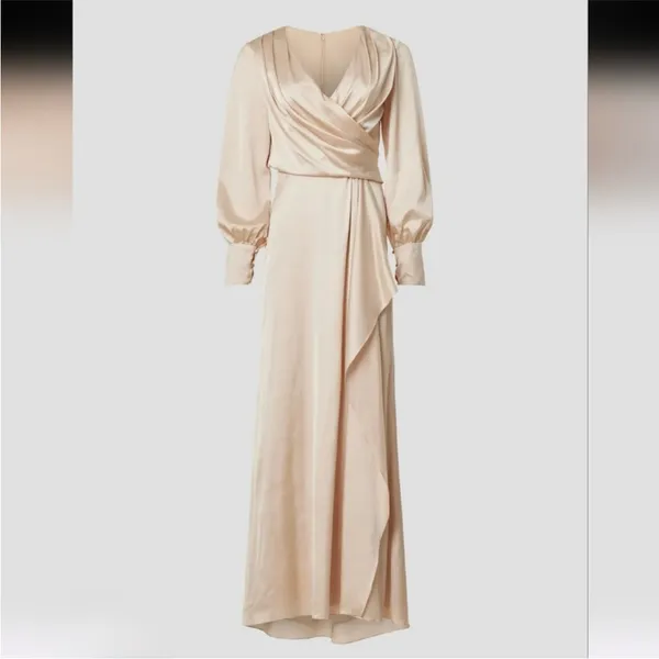 Ieena for Mac Duggal Long Sleeve Gown Champagne long sleeve dress size 4 - Image 2