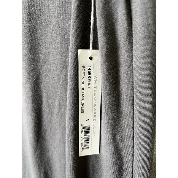 White + Warren Soft VNeck Tank Dress Flint Gray Sleeveless Jersey Knit Small New - Image 10