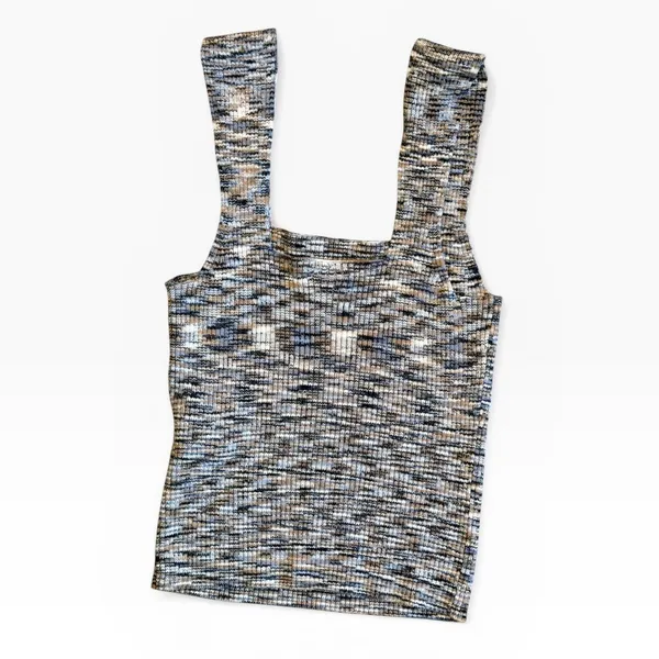 Abercrombie & Fitch Ribbed Knit Tank Top Brown Blue Square Neck Medium‎ Y2K Boho - Image 2