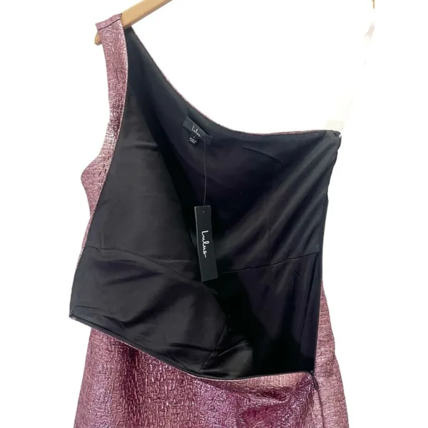 NWT Lulus Pink Metallic Jacquard One Shoulder Mini Dress Sz Small Bodycon Party - Image 7