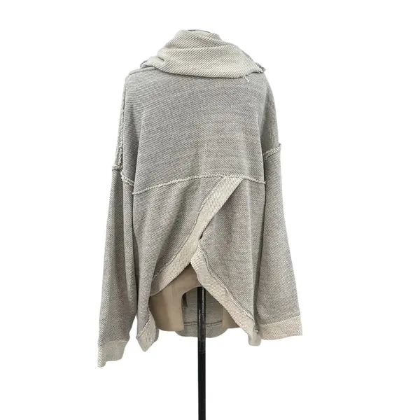 Free People Beach Gray Cowl Neck Split Back Oversized Sweatshirt Size Medium‎ - Image 8