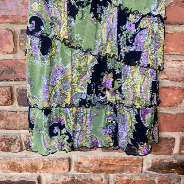 Apt. 9 Multicolored Paisley Sleeveless Tiered Ruffle Top Women's Size Small - Image 3