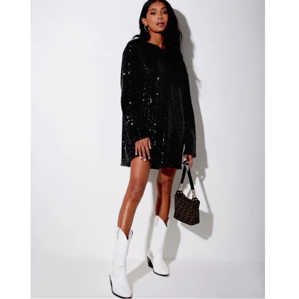 Motel Rocks Liama Sequin Mini Dress Womens Black XS $89 - Image 2