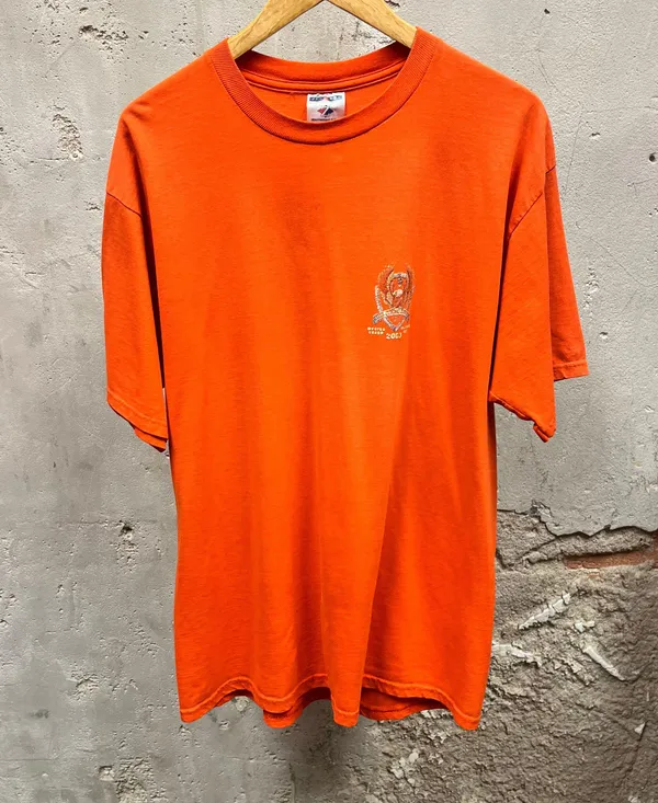 Vintage 2003 Bike Week Orange Short Sleeve Thrashed Eagle Graphic T-Shirt XL - Image 5