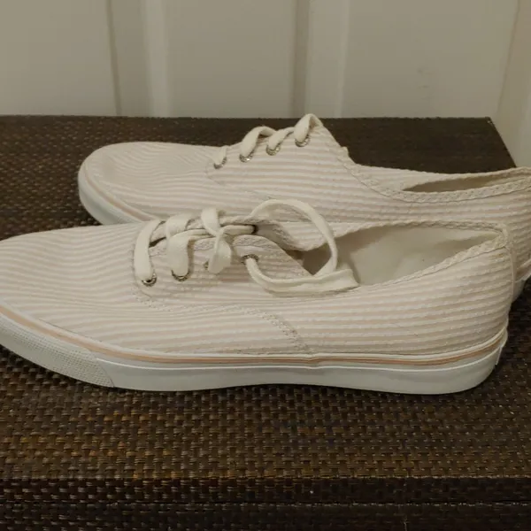 Sperry Top-Sider size 9 1/2 pale pink & white stripe NWOT - Image 5