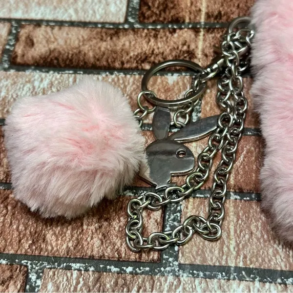 PLAYBOY Pink Fur Clutch with Silver Accents - Image 4