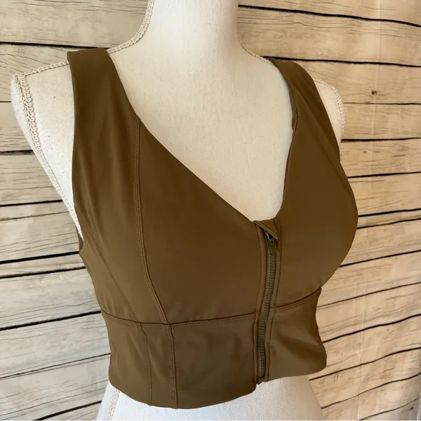 Free People Movement It’s An Illusion Crop Sports Bra Green - Image 3