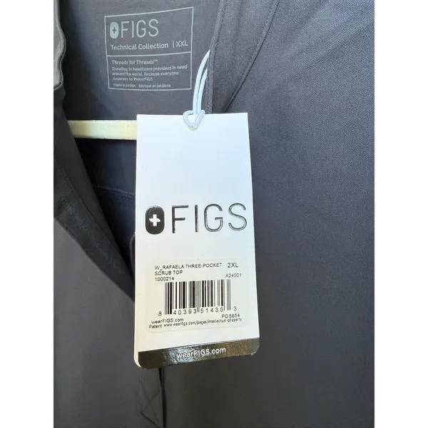 FIGS Rafaela Three-Pocket Scrub Top Charcoal Size XXL Sleeveless Technical - Image 4
