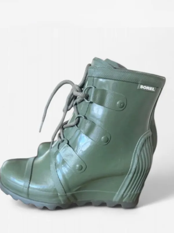SOREL Joan Rain Wedge Boots Olive Green NL2442-383 Waterproof Women’s 9.5 - Image 3