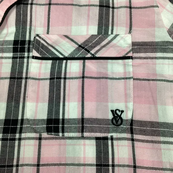 Victoria's Secret Plaid Pajama Top Lightweight Flannel Cotton Modal Med New with tag - Image 3