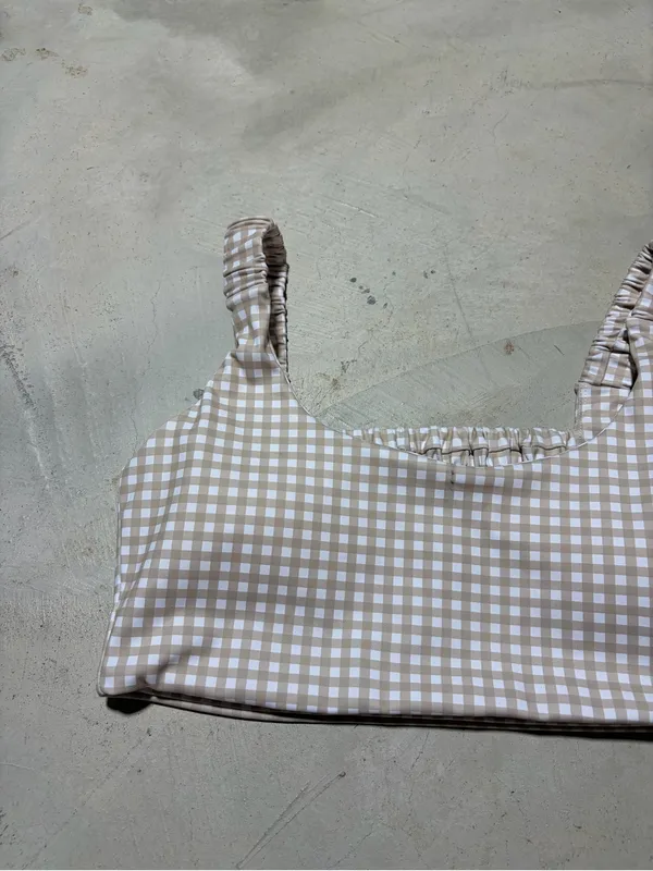 Kimberly C NWT Beige Gingham Sports bra large - Image 2
