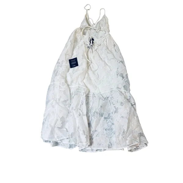 NWT Lulus Small Feeling Like Forever White Jacquard Organza Lace-Up Midi Dress - Image 8