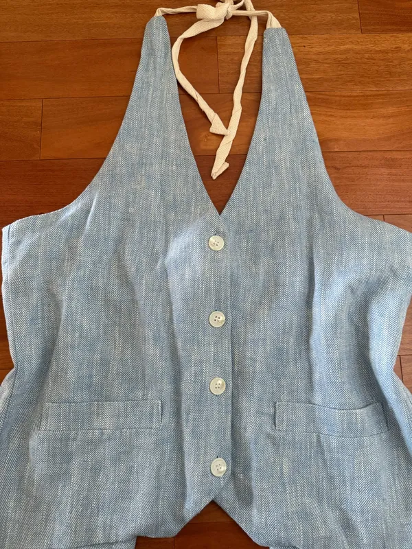 Black Fuchsia Blue Denim Style Vest Top - Image 6