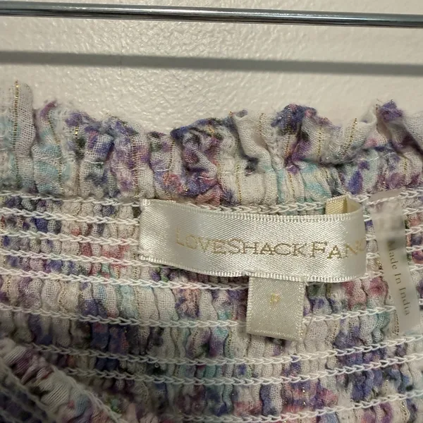LoveShackFancy Camilla Mini Smocked Ruffle Skirt in Positano Blue Floral‎ Size P - Image 4