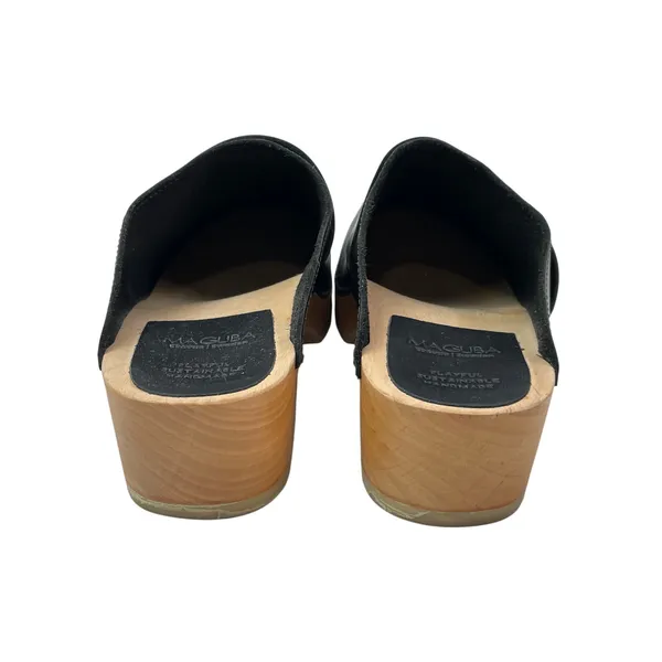 Maguba Berkeley Women's Black Leather Round Slip On Clogs Mules Shoes Size 10 - Image 3