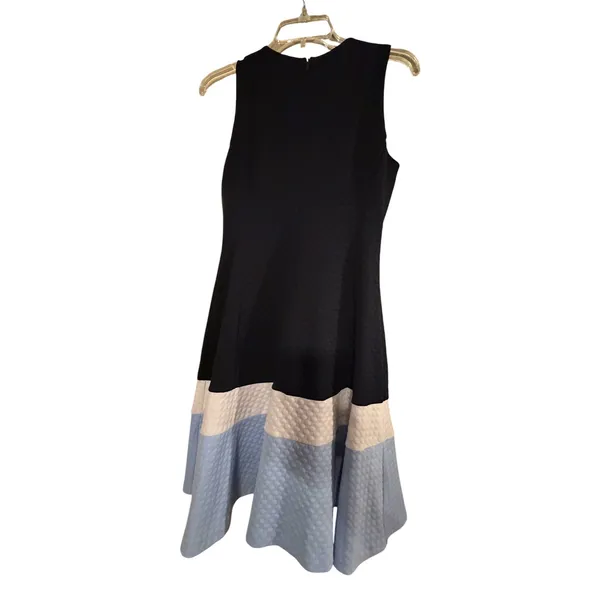 Eliza J Navy‎ Blue Colorblock Textured Honeycomb Fit & Flare Dress Size 6 - Image 8