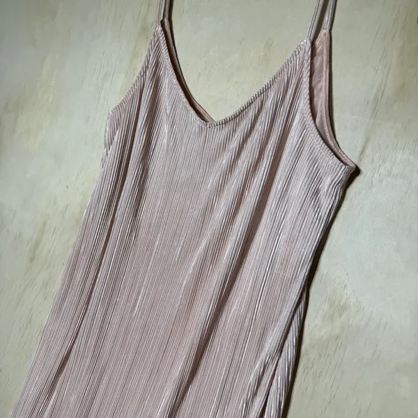 Aeropostale Pink Pleated Slip Dress Women's Medium Satin Shimmer Cami Midi Dress - Image 2