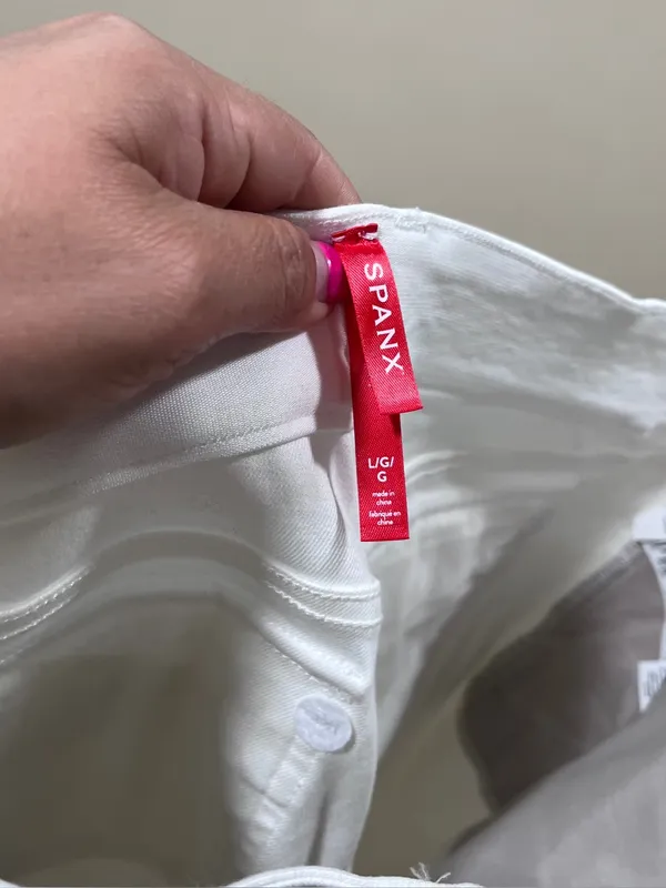 SPANX Bright White Stretch Twill Cropped Wide Leg Pants size large EUC - Image 8