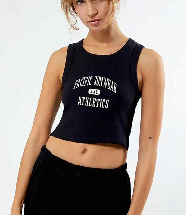Pacsun Pacific Sunwear Black Cropped Tank Top Size Medium - Image 2