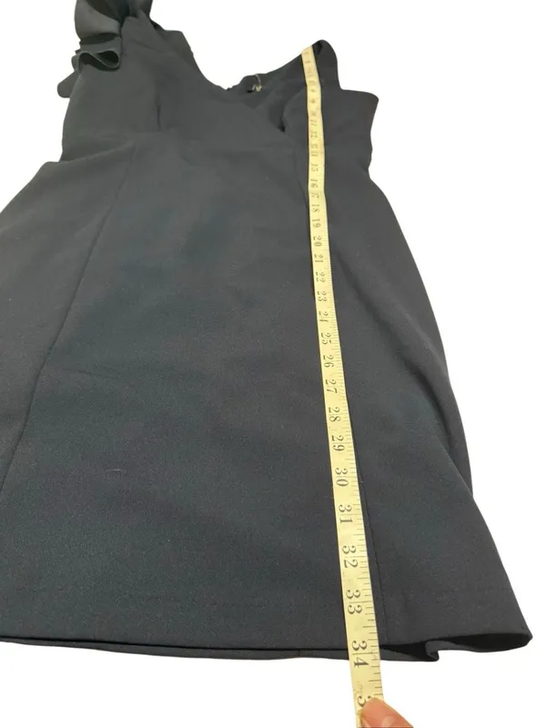 Sam and Jess dark blue sleeveless sheath dress V-neckline layered ruffle accent - Image 7