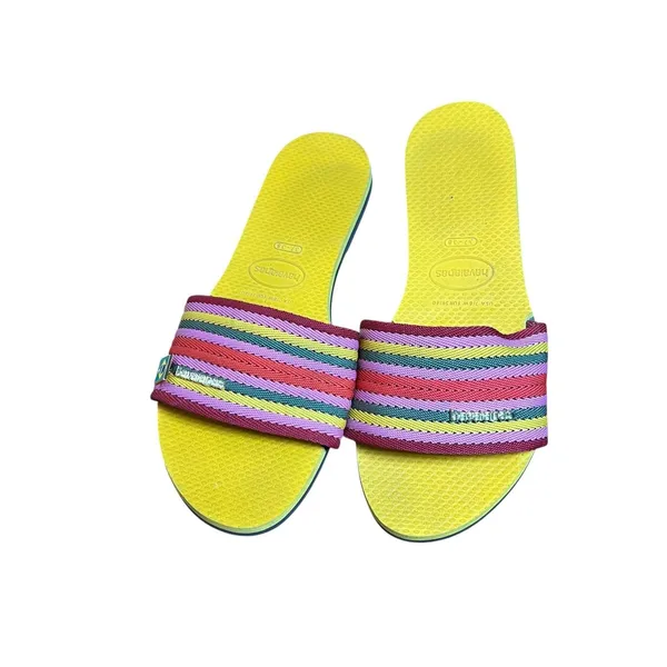 Havaianas Sandals Women's Sz 7.5 Multicolor Striped Slide Cruise Resort Poolside - Image 3