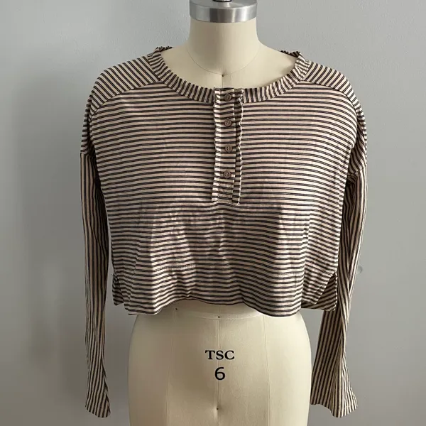 Free People Intimately Seeing Stripes Sleepwear Top- Cropped- Size XS- Top Only - Image 2