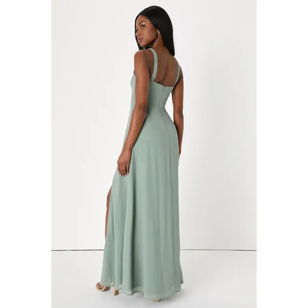 NWT Lulus Remarkable Arrival Sage Brush Sleeveless Maxi Dress Bridesmaid Sz XXL - Image 3