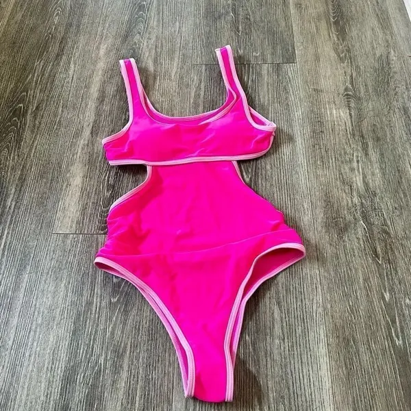 Shein pink one peice cut out bathing suit - Image 7