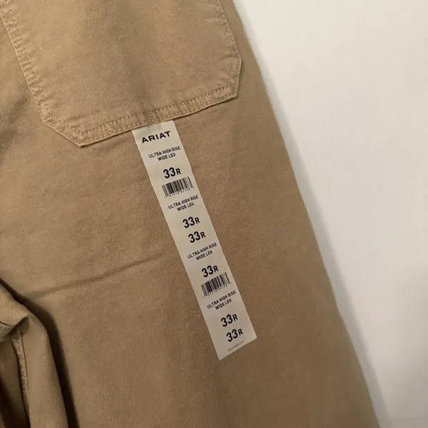 Ariat Wide Leg Jeans 33R Ultra High Rise Countryside French Khaki Stretch NWT - Image 7