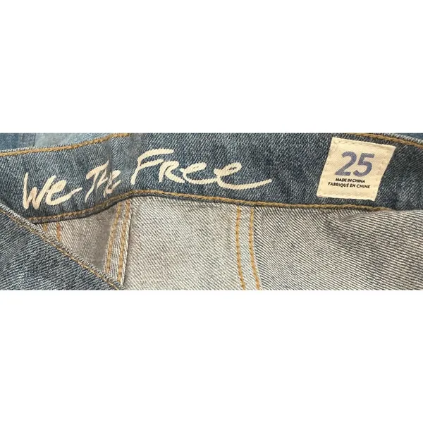 Free People In‎ My Element Patched Flare Jeans Blue Lace Crochet 25 - Image 6