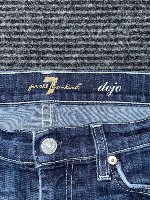 7 For All Mankind Dojo Low Rise Trouser Flare Leg Jeans 28 (30x30) USA Made flaw - Image 13