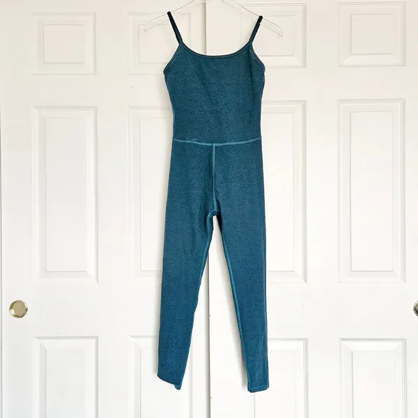 BEYOND YOGA Spacedye Uplevel Midi Jumpsuit Size Small Lunar Teal Heather - Image 4