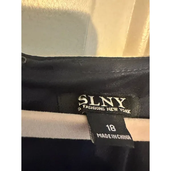 SLNY Womens Navy Side Embellishment 3/4 Sleeve‎ Full-Length Sheath Dress NWT 18 - Image 6