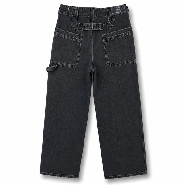 Free People We The Free Black Wash Major Leagues Cuffed Carpenter Utility Jeans - Image 11