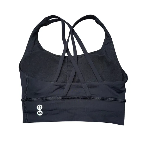 Lululemon Madhappy Energy Bra Womens 2‎ Black Excellent Strappy Logo Collab - Image 2
