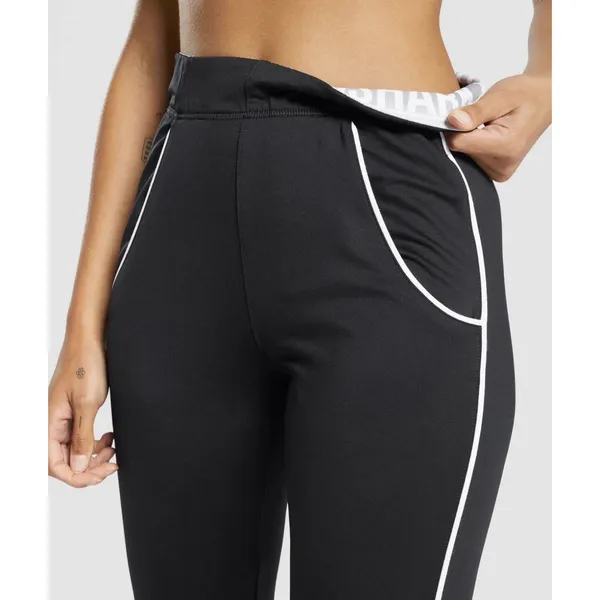 Gymshark Recess Joggers Womens XS Black White Piping Pockets Stretch GLBT5105 - Image 4