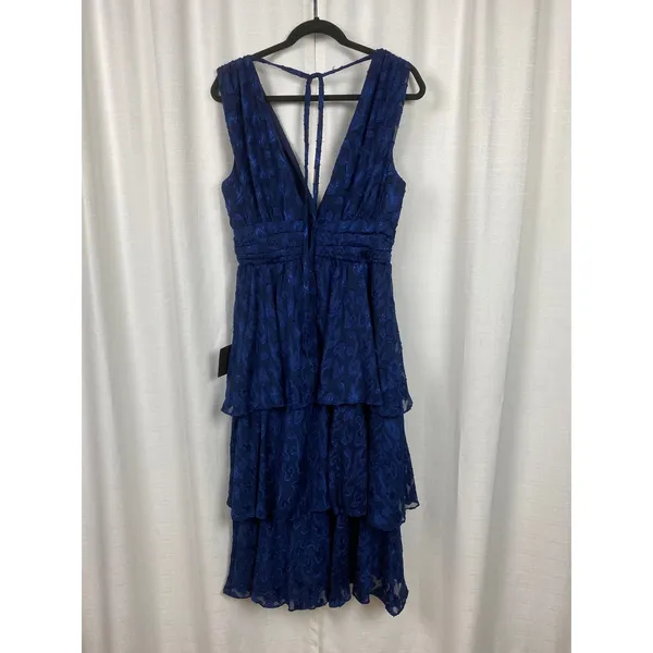 Lulus Navy Blue Make It Mesmerizing Jacquard Tiered Midi Dress Sz.L NWT - Image 10